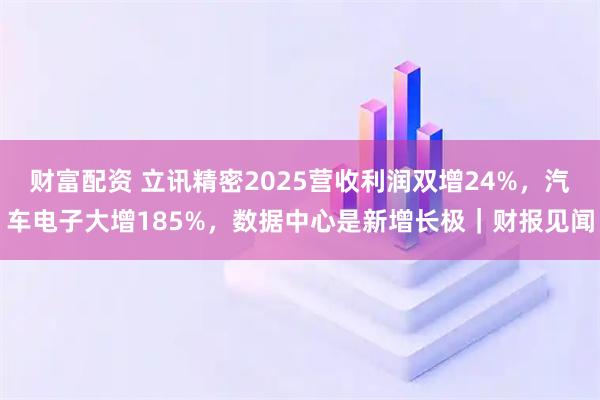 财富配资 立讯精密2025营收利润双增24%，汽车电子大增185%，数据中心是新增长极｜财报见闻
